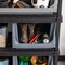 IRIS USA Medium Stackable Storage Bins Open Front, Heavy Duty Garage Organization, Gray 3Pack
